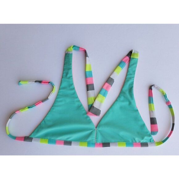 Justice Girls Bikini PINK Reversible Blue Bikini Top Swimwear Size 12 NWOT Clear - Picture 3 of 3